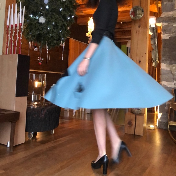 Casino night CIRCLE SKIRT from the 50's, wool felt, blue. Size XS. Rockabilly - Picture 12 of 16